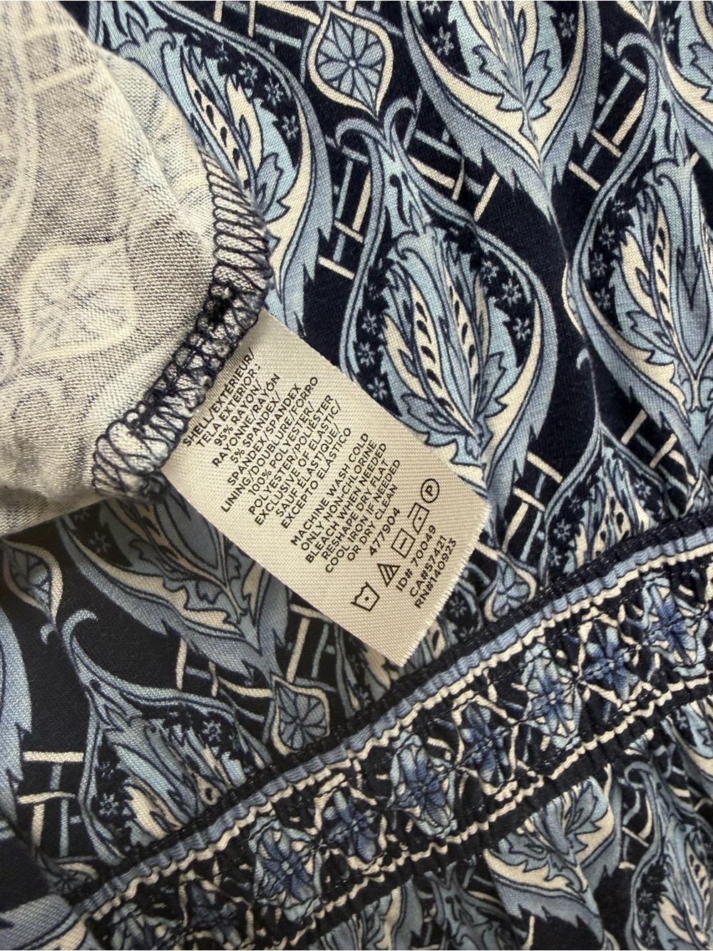 LOFT Beach Blue Paisley Maxi Dress Wrap Empire Waist Boho Short Sleeve Large - Picture 7 of 7